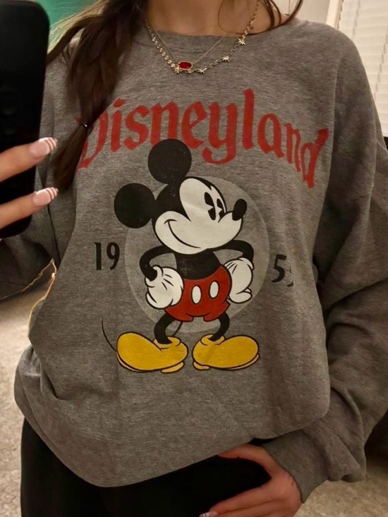 Disney Sweaters - Disney Parks Disneyland Mickey Mouse Gray Crewneck Pullover Sweatshirt Unisex XL